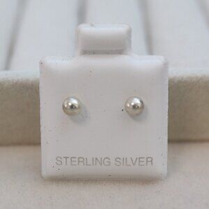 S925 4mm Ball Stud Earrings Sterling Silver Kids/Men/Women